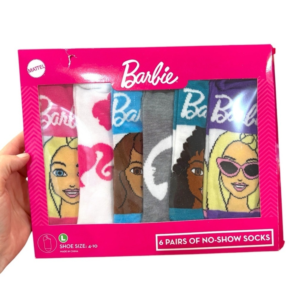 Barbie No-Show Socks Set - Pink, Blue, Gray